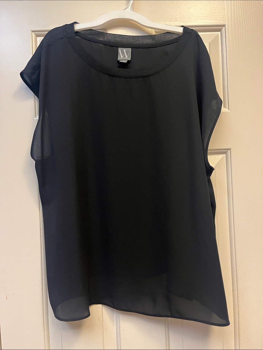 Worthington Black Sheer Sleeveless Blouse 1X